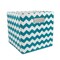 Contemporary Home Living Teal Blue Polyester Cube Storage Bin with Chevron Design 13"